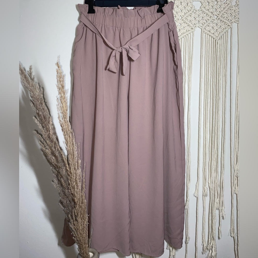 Wide Leg Cropped Dusty Pink Palazzo Pants